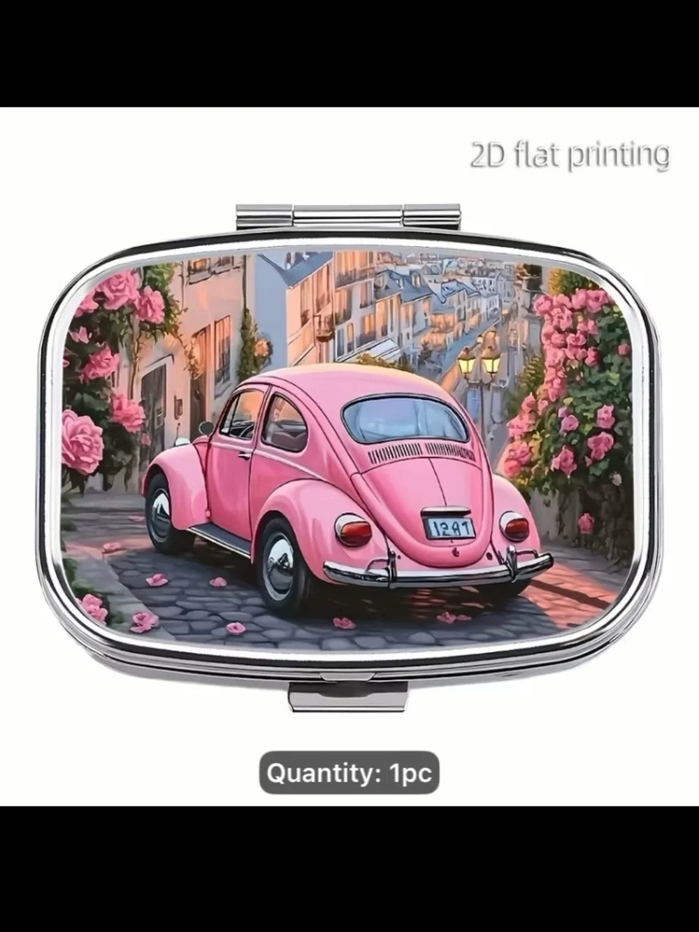 Pink Vintage Car Decorative Metal Storage Box